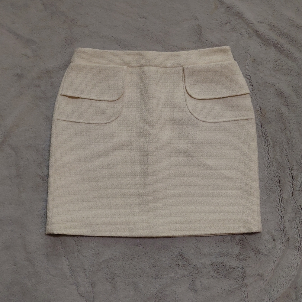 Elie Tahari Cream Classic Heavy Knit Mini Skirt Size 10 NWT